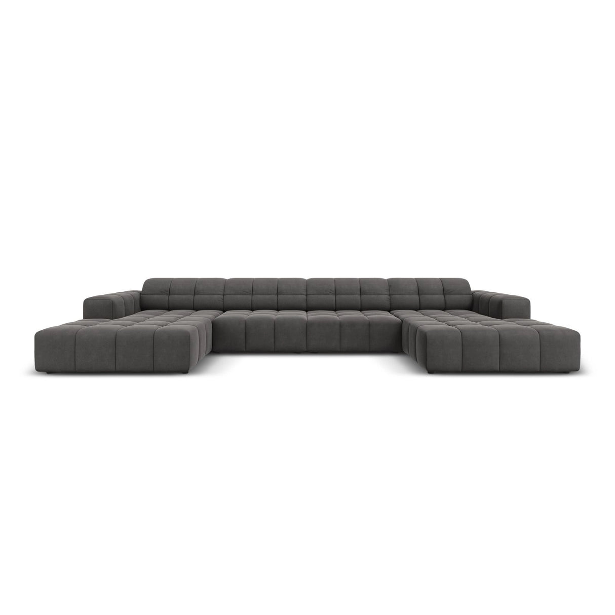 Chicago 6-Sitzer Panorama Sofa aus Samt in Grau (Bluvel 14), Beine in Schwarzes Plastik, 364x166x70 cm von Cosmopolitan Design – Bild 1