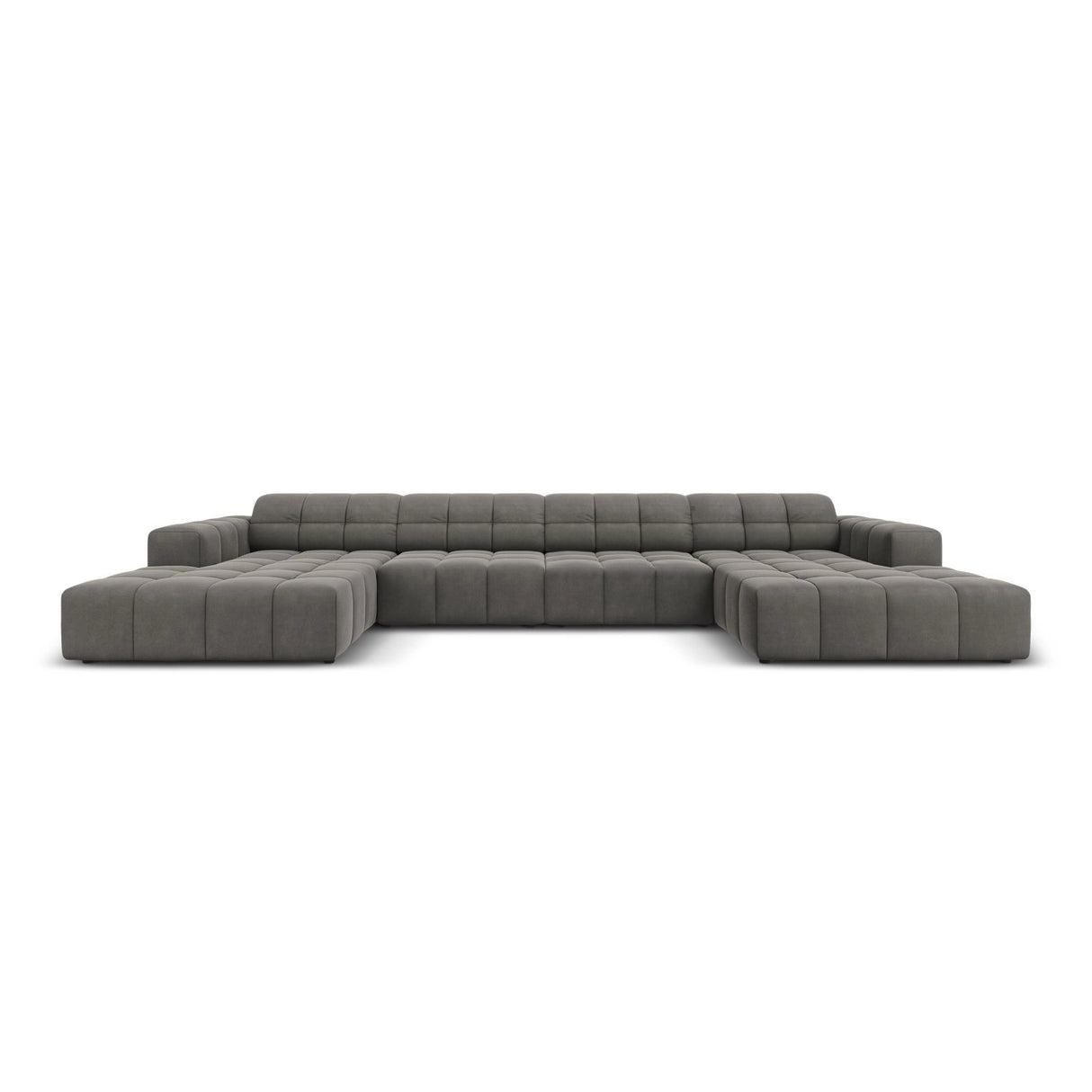 Chicago 6-Sitzer Panorama Sofa aus Samt in Hellgrau (Bluvel 13), Beine in Schwarzes Plastik, 364x166x70 cm von Cosmopolitan Design – Bild 1
