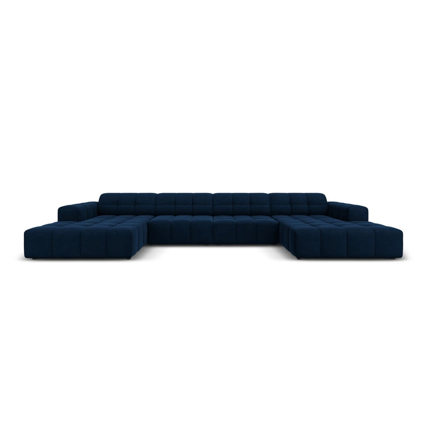 Chicago 6-Sitzer Panorama Sofa aus Samt in Königsblau (Bluvel 86), Beine in Schwarzes Plastik, 364x166x70 cm von Cosmopolitan Design – Bild 1