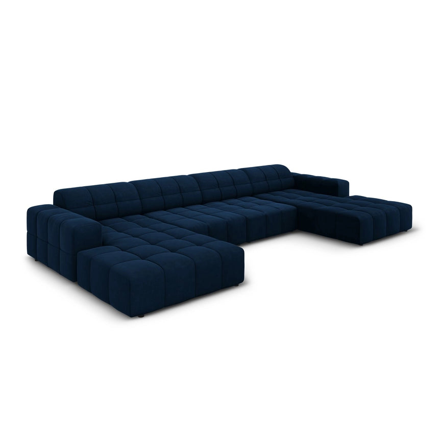 Chicago 6-Sitzer Panorama Sofa aus Samt in Königsblau (Bluvel 86), Beine in Schwarzes Plastik, 364x166x70 cm von Cosmopolitan Design – Bild 3