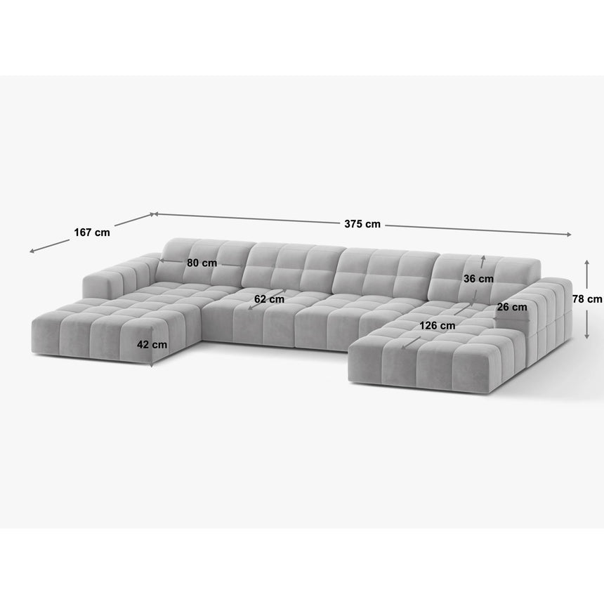 Chicago 6-Sitzer Panoramasofa aus Chenille in Dunkelbeige (Eden 4 Beige), 375x167 cm von Cosmopolitan Design – Bild 2