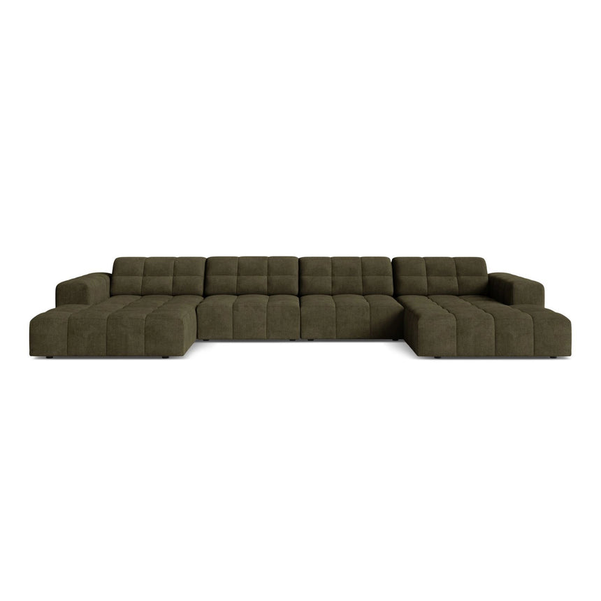Chicago 6-Sitzer Panoramasofa aus Chenille in Grün (Eden 12 Olive), 375x167 cm von Cosmopolitan Design – Bild 1