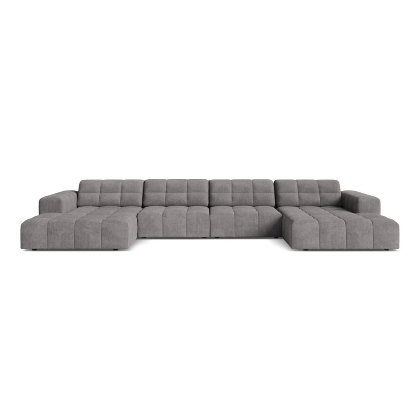 Chicago 6-Sitzer Panoramasofa aus Chenille in Hellgrau (Eden 18 Grey), 375x167 cm von Cosmopolitan Design – Bild 1