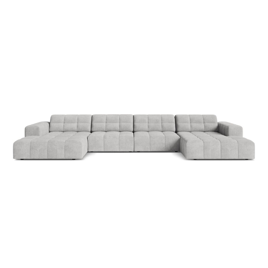 Chicago 6-Sitzer Panoramasofa aus Chenille in Silber (Eden 17 Silver), 375x167 cm von Cosmopolitan Design – Bild 1
