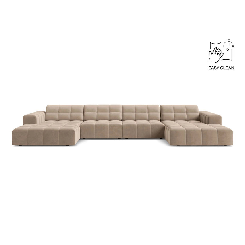 Chicago 6-Sitzer Panoramasofa aus Samt in Beige (Venus 2928), 375x167 cm von Cosmopolitan Design – Bild 1
