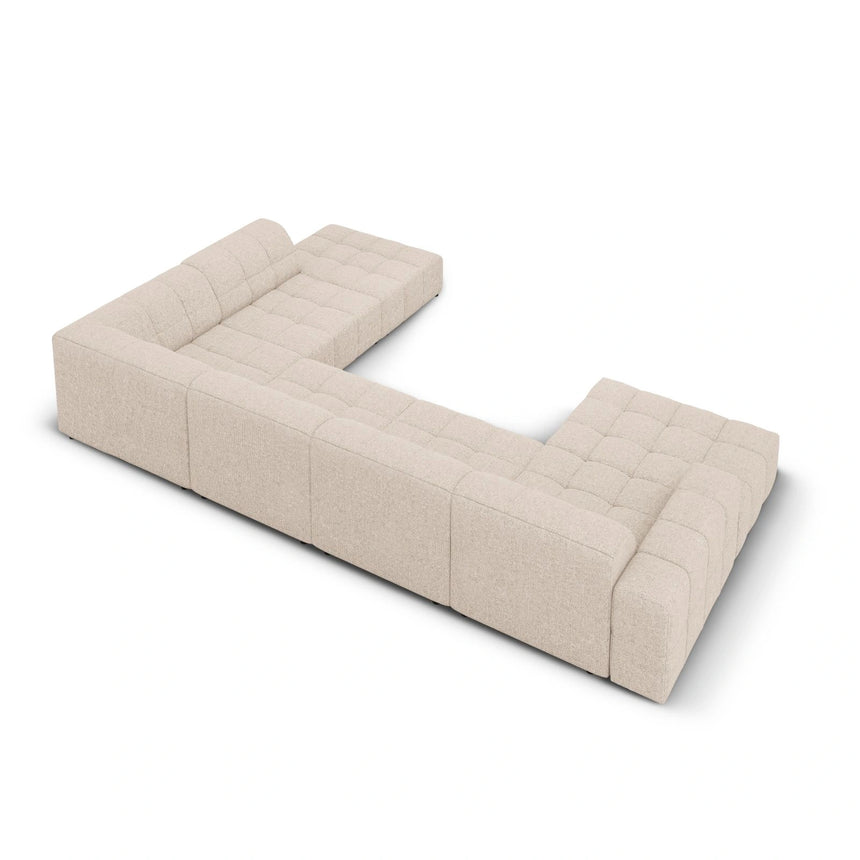 Chicago 7-Sitzer Panorama Ecksofa, Rechte Seite, aus Chenille in Beige (Haga 30), Beine aus Schwarzes Plastik, 364x262x70 cm von Cosmopolitan Design – Bild 4