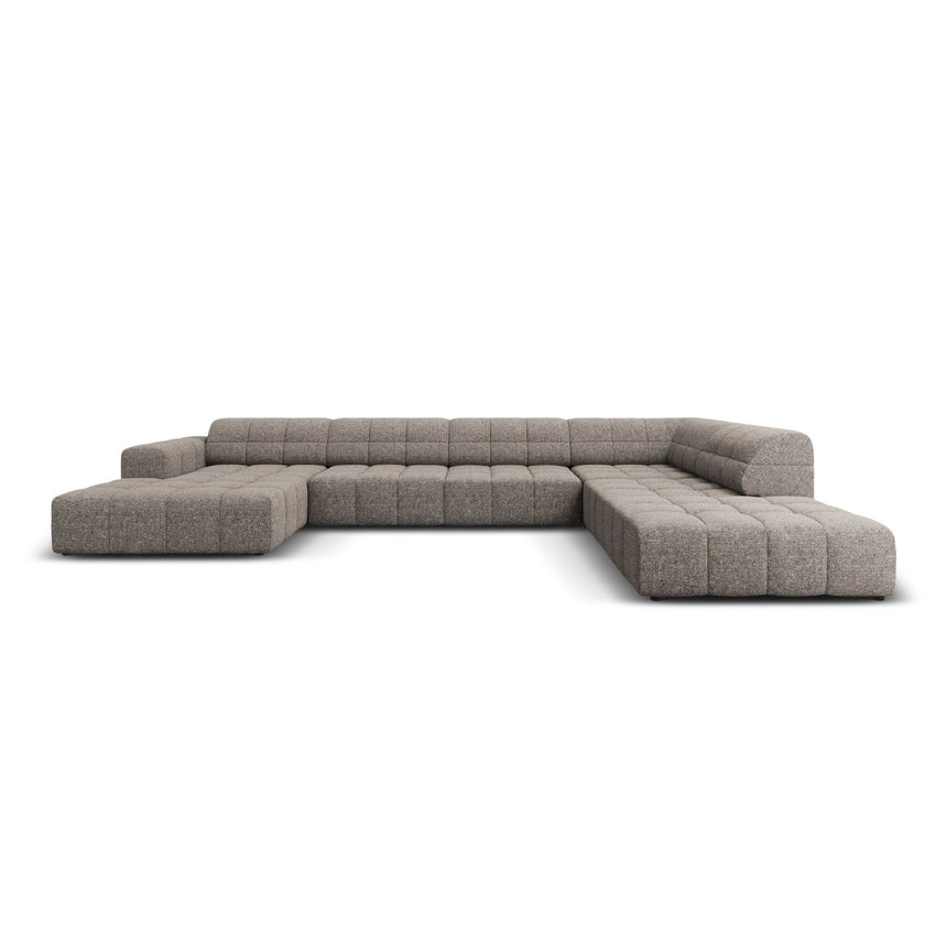 Chicago 7-Sitzer Panorama Ecksofa, Rechte Seite, aus Chenille in Grau (Haga 16), Beine aus Schwarzes Plastik, 364x262x70 cm von Cosmopolitan Design – Bild 1