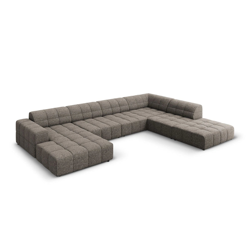 Chicago 7-Sitzer Panorama Ecksofa, Rechte Seite, aus Chenille in Grau (Haga 16), Beine aus Schwarzes Plastik, 364x262x70 cm von Cosmopolitan Design – Bild 3