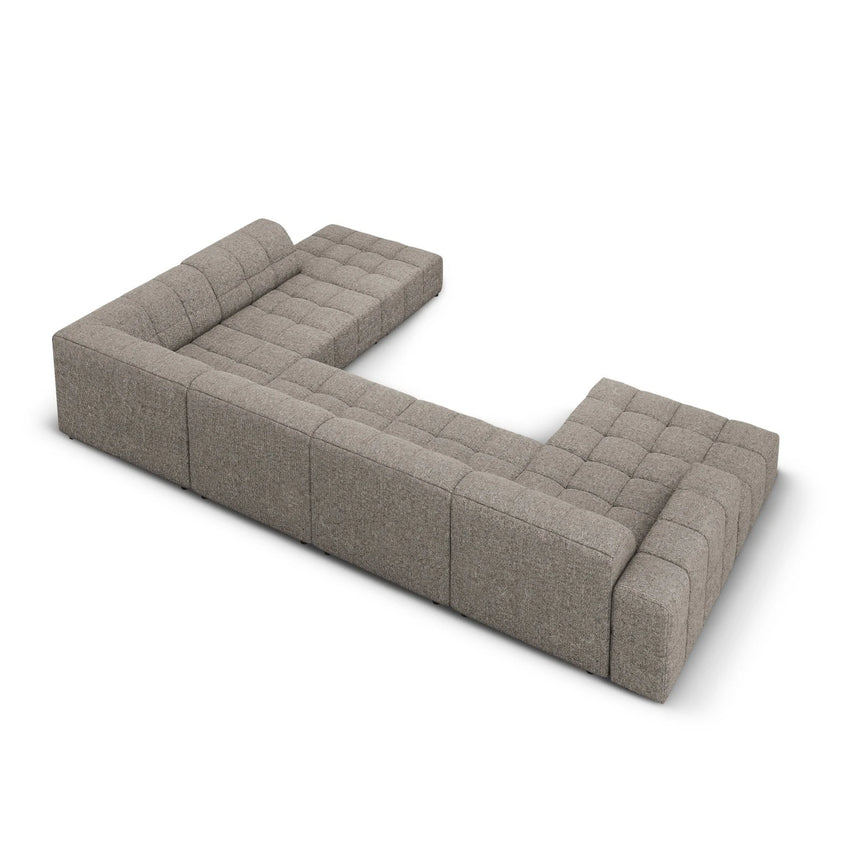 Chicago 7-Sitzer Panorama Ecksofa, Rechte Seite, aus Chenille in Grau (Haga 16), Beine aus Schwarzes Plastik, 364x262x70 cm von Cosmopolitan Design – Bild 4