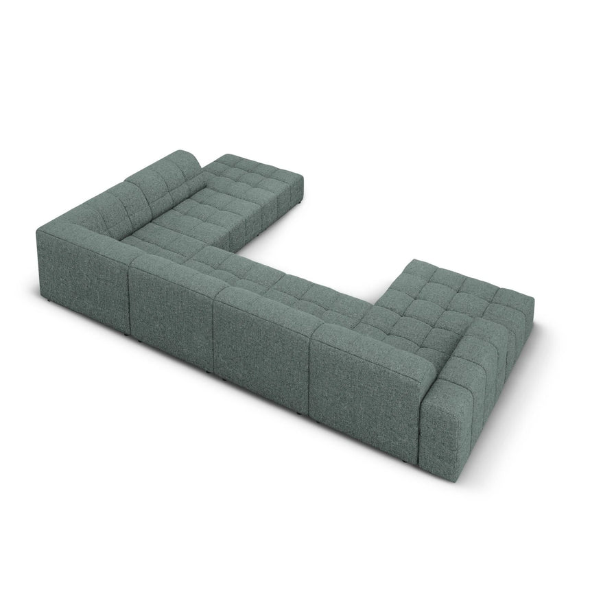 Chicago 7-Sitzer Panorama Ecksofa, Rechte Seite, aus Chenille in Petrol (Haga 78), Beine aus Schwarzes Plastik, 364x262x70 cm von Cosmopolitan Design – Bild 4