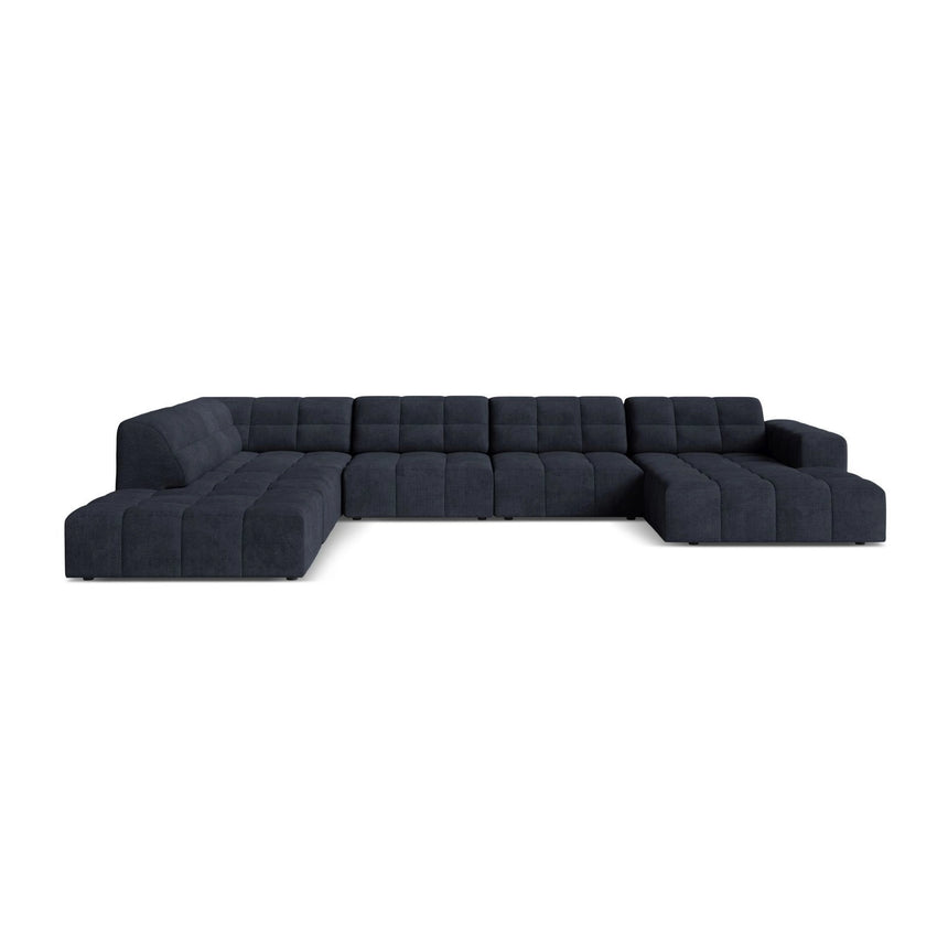 Chicago 7-Sitzer Panoramasofa, Linke Seite, aus Chenille in Marineblau (Eden 16 Deep Blue), 375x263 cm von Cosmopolitan Design – Bild 1
