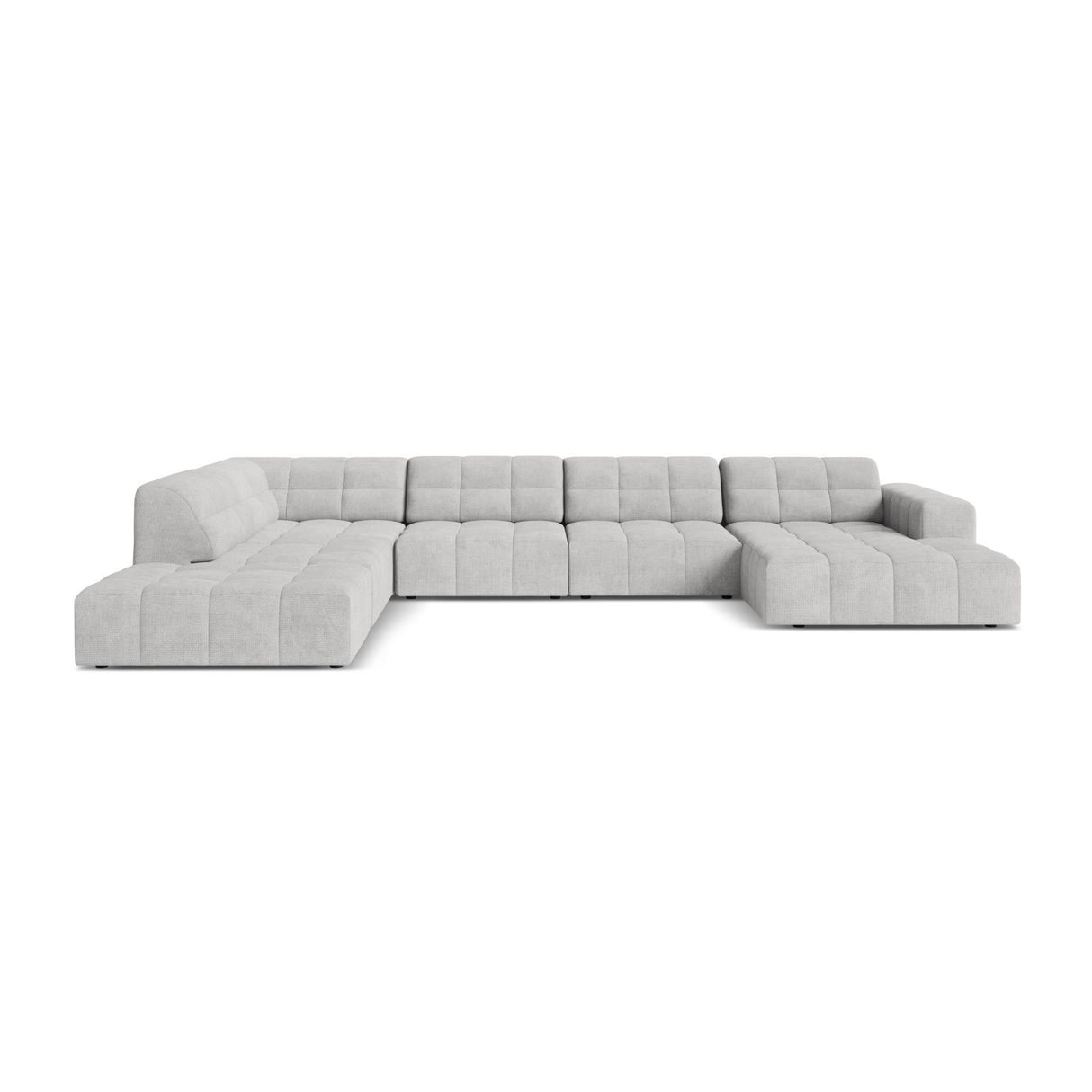 Chicago 7-Sitzer Panoramasofa, Linke Seite, aus Chenille in Silber (Eden 17 Silver), 375x263 cm von Cosmopolitan Design – Bild 1