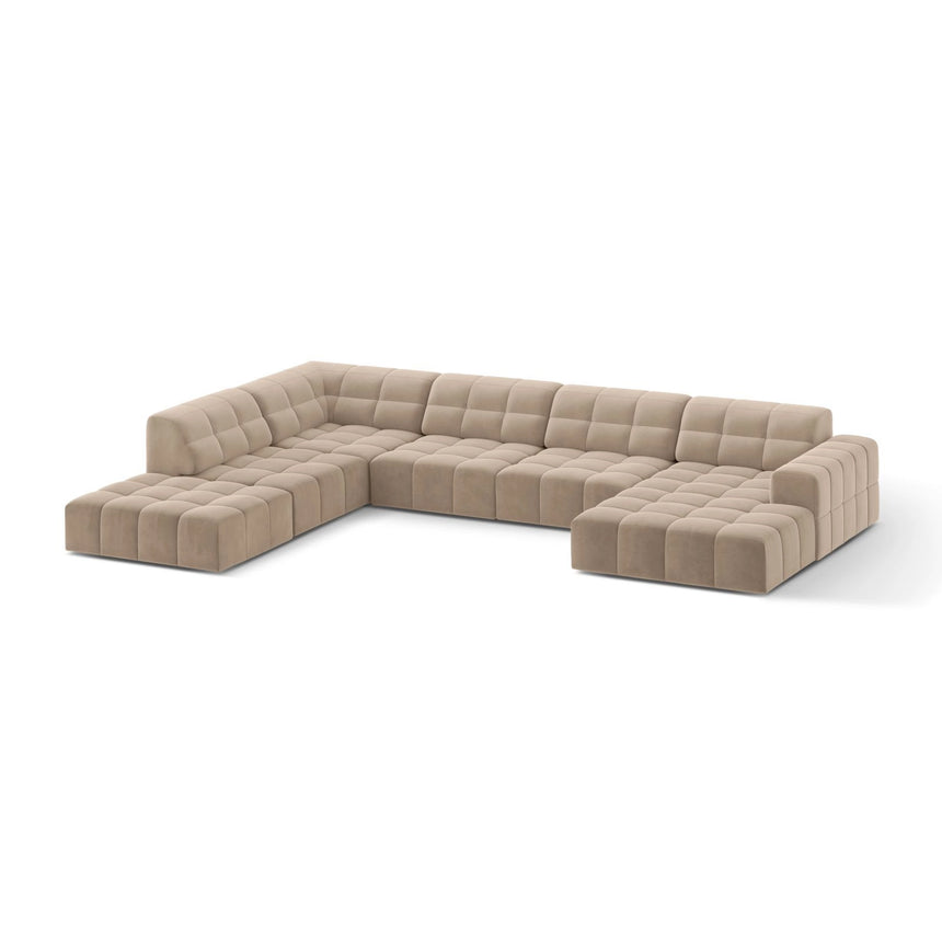 Chicago 7-Sitzer Panoramasofa, Linke Seite, aus Samt in Beige (Venus 2928), 375x263 cm von Cosmopolitan Design – Bild 3