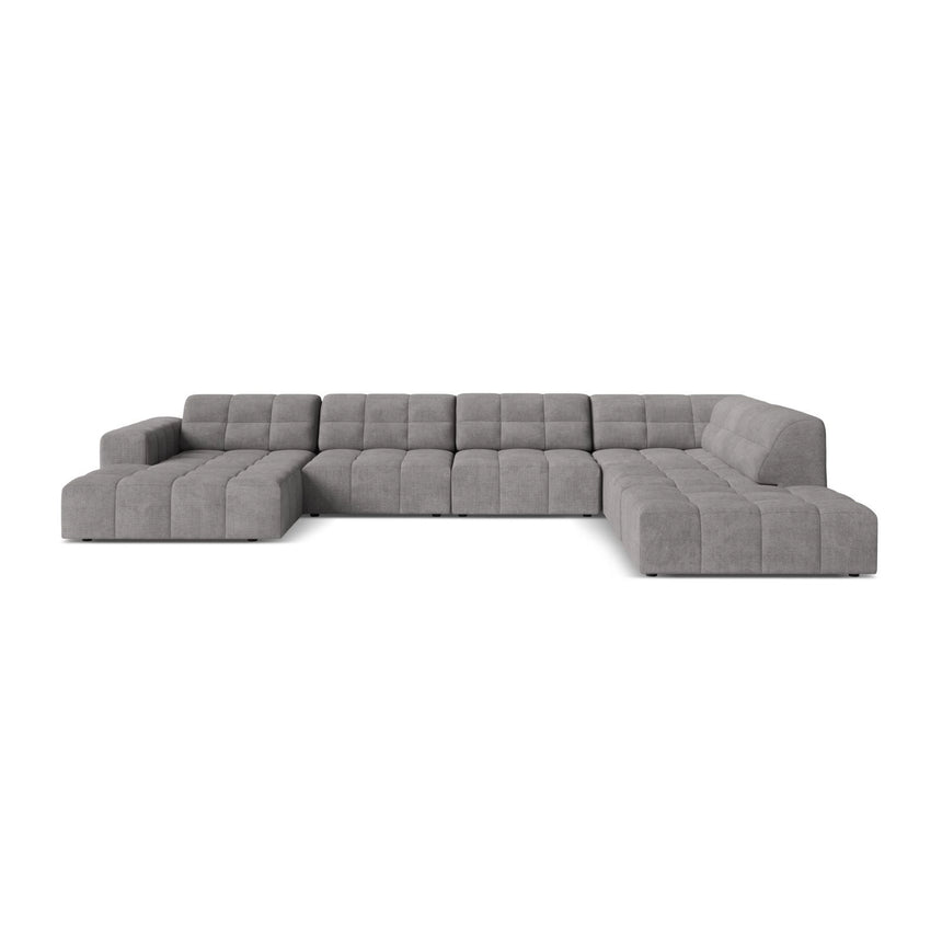 Chicago 7-Sitzer Panoramasofa, Rechte Seite, aus Chenille in Hellgrau (Eden 18 Grey), 375x263 cm von Cosmopolitan Design – Bild 1