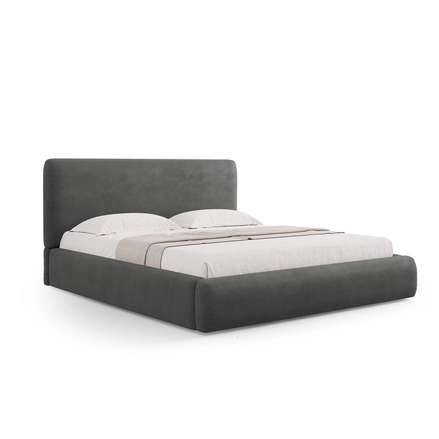 Colonel Bett mit Kopfteil und Stauraum aus Chenille in Dunkelgrau (Rebel 3), 180x200 cm von Cosmopolitan Design – Bild 1