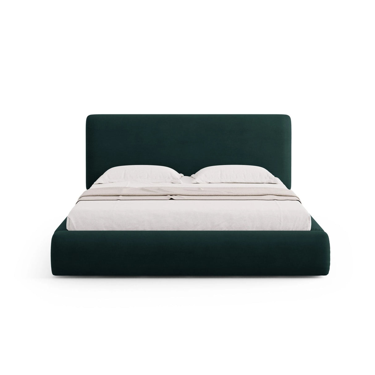 Colonel Bett mit Kopfteil und Stauraum aus Chenille in Flaschengrün (Rebel 16), 180x200 cm von Cosmopolitan Design – Bild 3