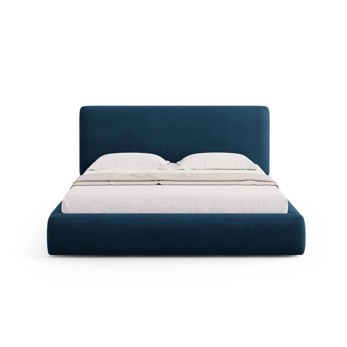 Colonel Bett mit Kopfteil und Stauraum aus Chenille in Königsblau (Rebel 12), 200x200 cm von Cosmopolitan Design – Bild 3