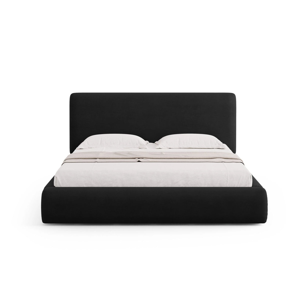 Colonel Bett mit Kopfteil und Stauraum aus Chenille in Schwarz (Rebel 1), 180x200 cm von Cosmopolitan Design – Bild 3
