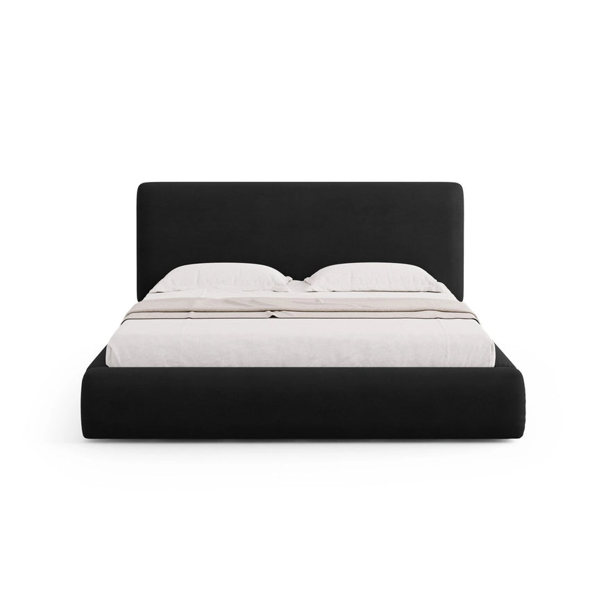 Colonel Bett mit Kopfteil und Stauraum aus Chenille in Schwarz (Rebel 1), 180x200 cm von Cosmopolitan Design – Bild 3