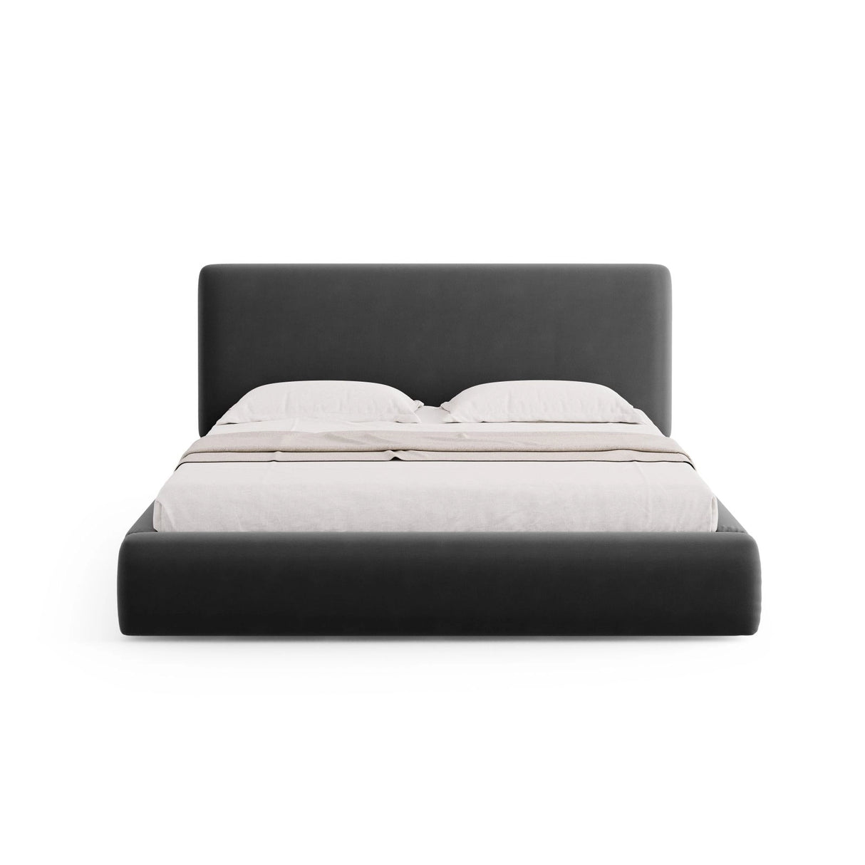Colonel Bett mit Kopfteil und Stauraum aus Samt in Dunkelgrau (Riviera 95), 140x200 cm von Cosmopolitan Design – Bild 4