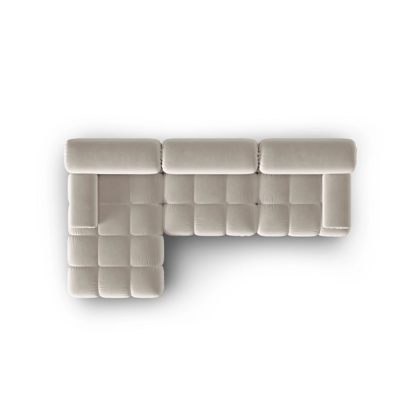 Cortina Modulares 4-Sitzer Ecksofa, Linke Seite, aus Samt in Dunkelbeige (Bluvel 30), 282x155 cm von Cosmopolitan Design – Bild 6