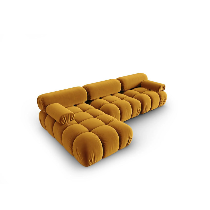 Cortina Modulares 4-Sitzer Ecksofa, Linke Seite, aus Samt in Gelb (Bluvel 68), 282x155 cm von Cosmopolitan Design – Bild 4