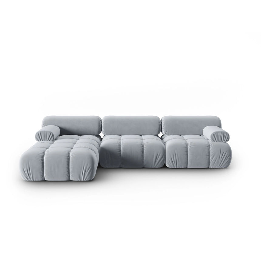 Cortina Modulares 4-Sitzer Ecksofa, Linke Seite, aus Samt in Hellblau (Bluvel 06), 282x155 cm von Cosmopolitan Design – Bild 1