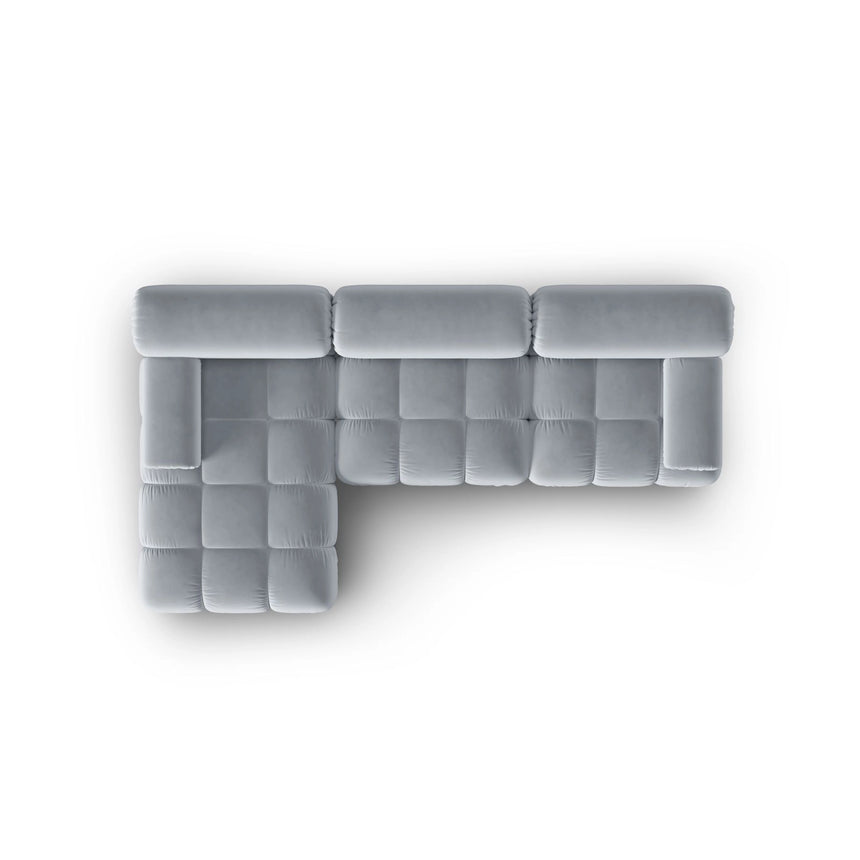 Cortina Modulares 4-Sitzer Ecksofa, Linke Seite, aus Samt in Hellblau (Bluvel 06), 282x155 cm von Cosmopolitan Design – Bild 6