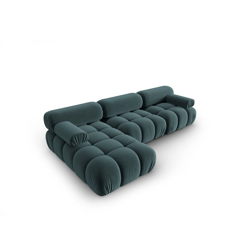 Cortina Modulares 4-Sitzer Ecksofa, Linke Seite, aus Samt in Türkis (Bluvel 85), 282x155 cm von Cosmopolitan Design – Bild 4