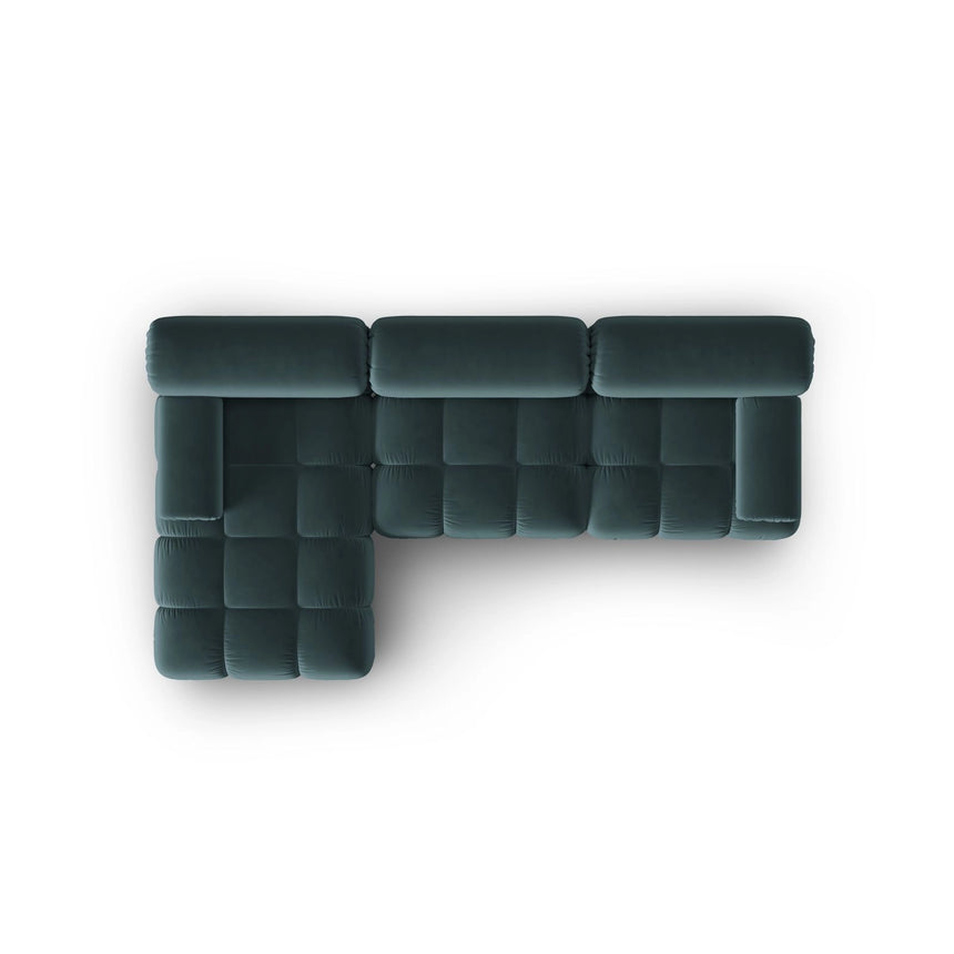 Cortina Modulares 4-Sitzer Ecksofa, Linke Seite, aus Samt in Türkis (Bluvel 85), 282x155 cm von Cosmopolitan Design – Bild 6