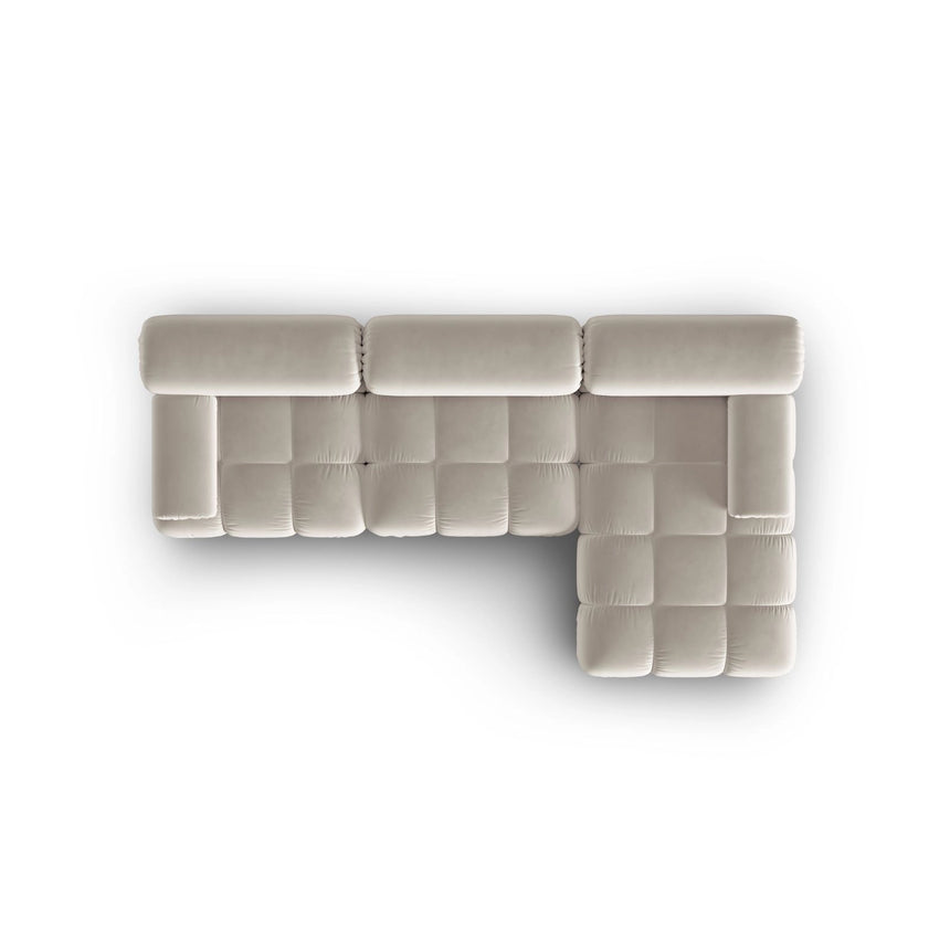 Cortina Modulares 4-Sitzer Ecksofa, Rechte Seite, aus Samt in Dunkelbeige (Bluvel 30), 282x155 cm von Cosmopolitan Design – Bild 6