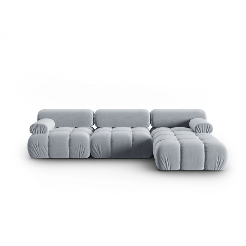 Cortina Modulares 4-Sitzer Ecksofa, Rechte Seite, aus Samt in Hellblau (Bluvel 06), 282x155 cm von Cosmopolitan Design – Bild 1