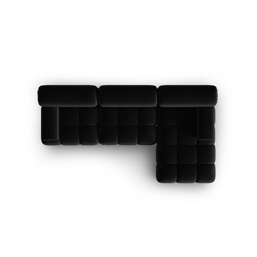 Cortina Modulares 4-Sitzer Ecksofa, Rechte Seite, aus Samt in Schwarz (Bluvel 19), 282x155 cm von Cosmopolitan Design – Bild 6