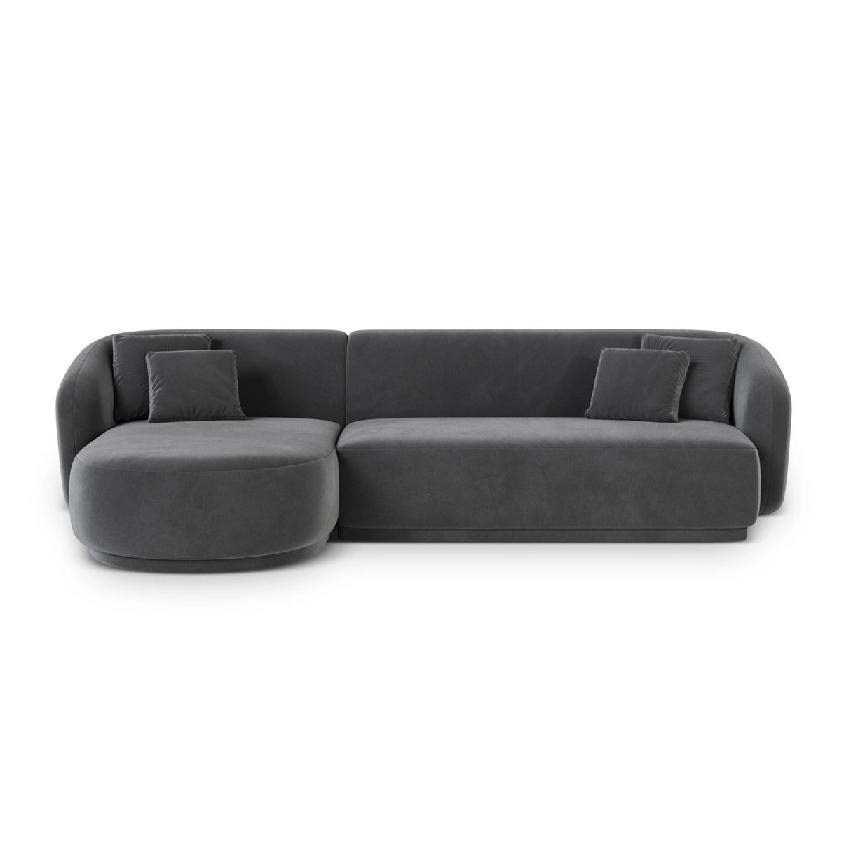 Gomera 4-Sitzer Ecksofa, Linke Seite, aus Samt in Dunkelgrau (Salvador 18), 260x155x74 cm von Cosmopolitan Design – Bild 1