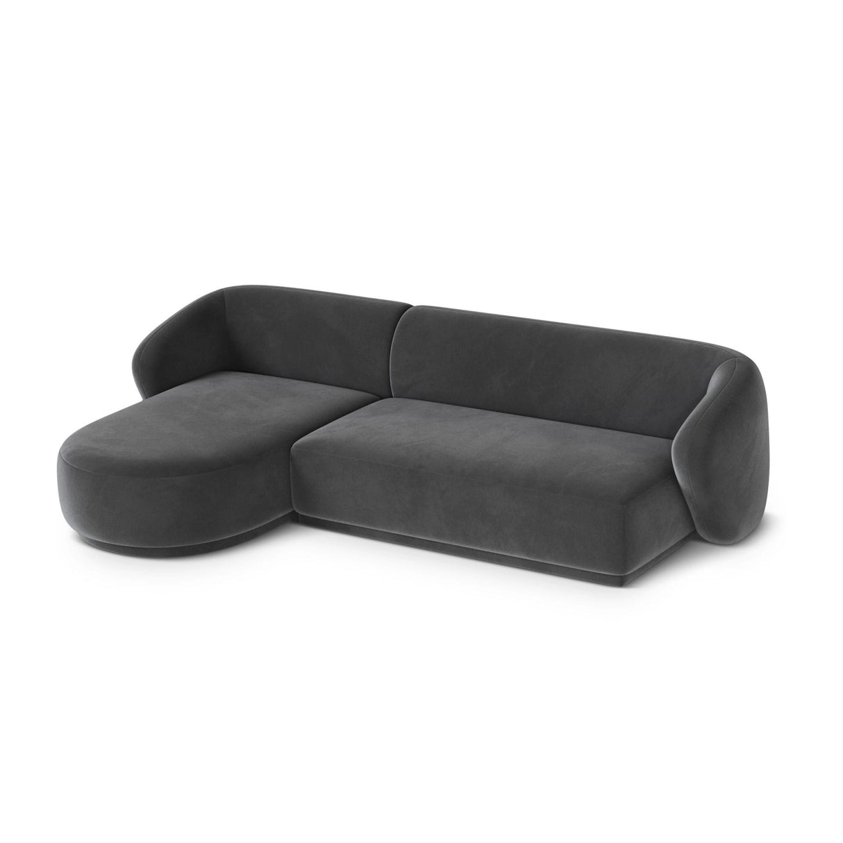Gomera 4-Sitzer Ecksofa, Linke Seite, aus Samt in Dunkelgrau (Salvador 18), 260x155x74 cm von Cosmopolitan Design – Bild 4