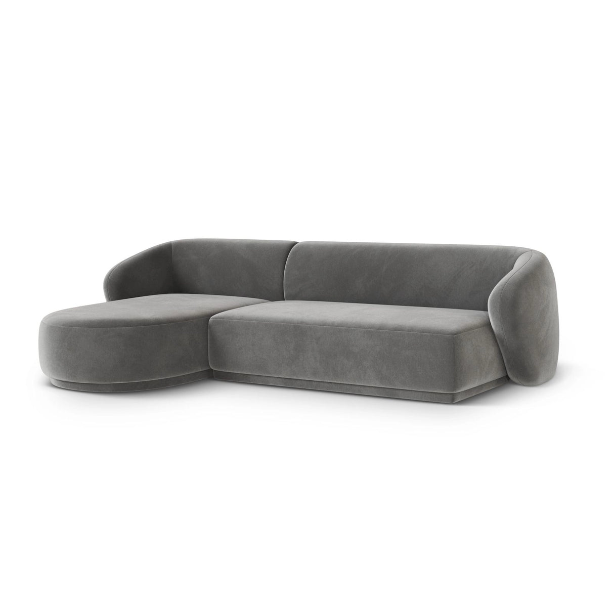 Gomera 4-Sitzer Ecksofa, Linke Seite, aus Samt in Grau (Salvador 17), 260x155x74 cm von Cosmopolitan Design – Bild 3