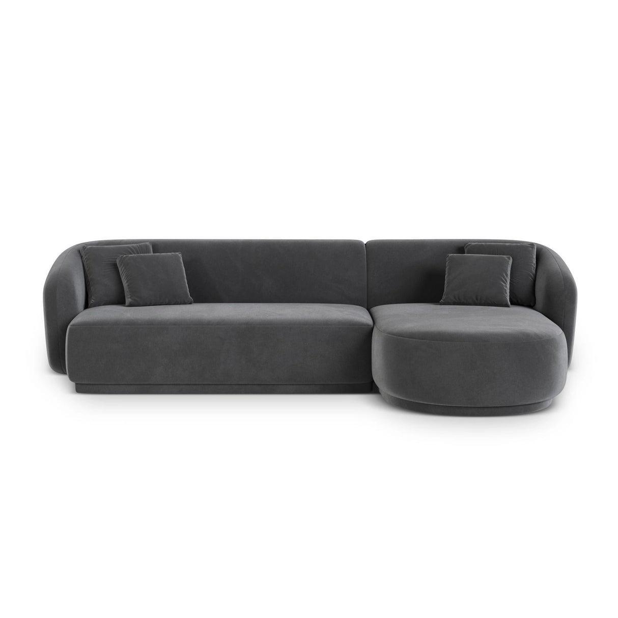 Gomera 4-Sitzer Ecksofa, Rechte Seite, aus Samt in Dunkelgrau (Salvador 18), 260x155x74 cm von Cosmopolitan Design – Bild 1