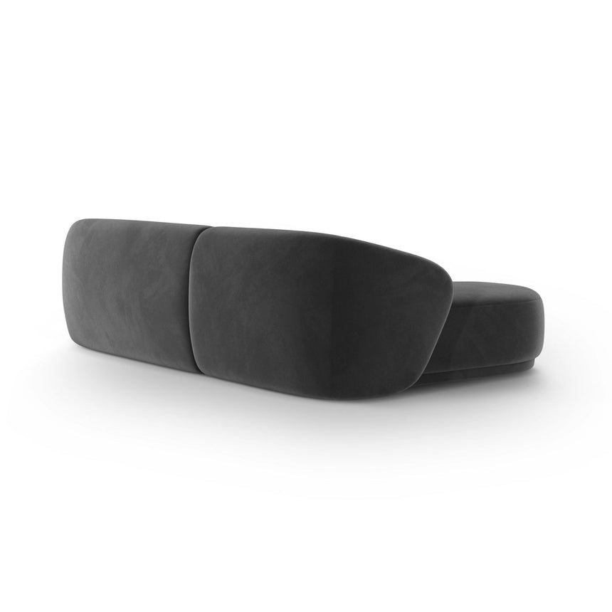 Gomera 4-Sitzer Ecksofa, Rechte Seite, aus Samt in Dunkelgrau (Salvador 18), 260x155x74 cm von Cosmopolitan Design – Bild 5