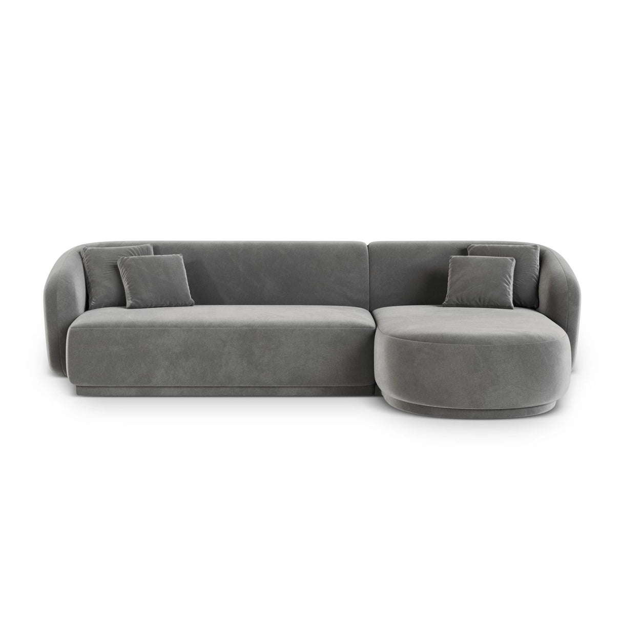 Gomera 4-Sitzer Ecksofa, Rechte Seite, aus Samt in Grau (Salvador 17), 260x155x74 cm von Cosmopolitan Design – Bild 1