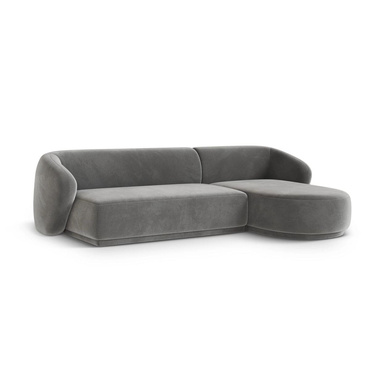 Gomera 4-Sitzer Ecksofa, Rechte Seite, aus Samt in Grau (Salvador 17), 260x155x74 cm von Cosmopolitan Design – Bild 3