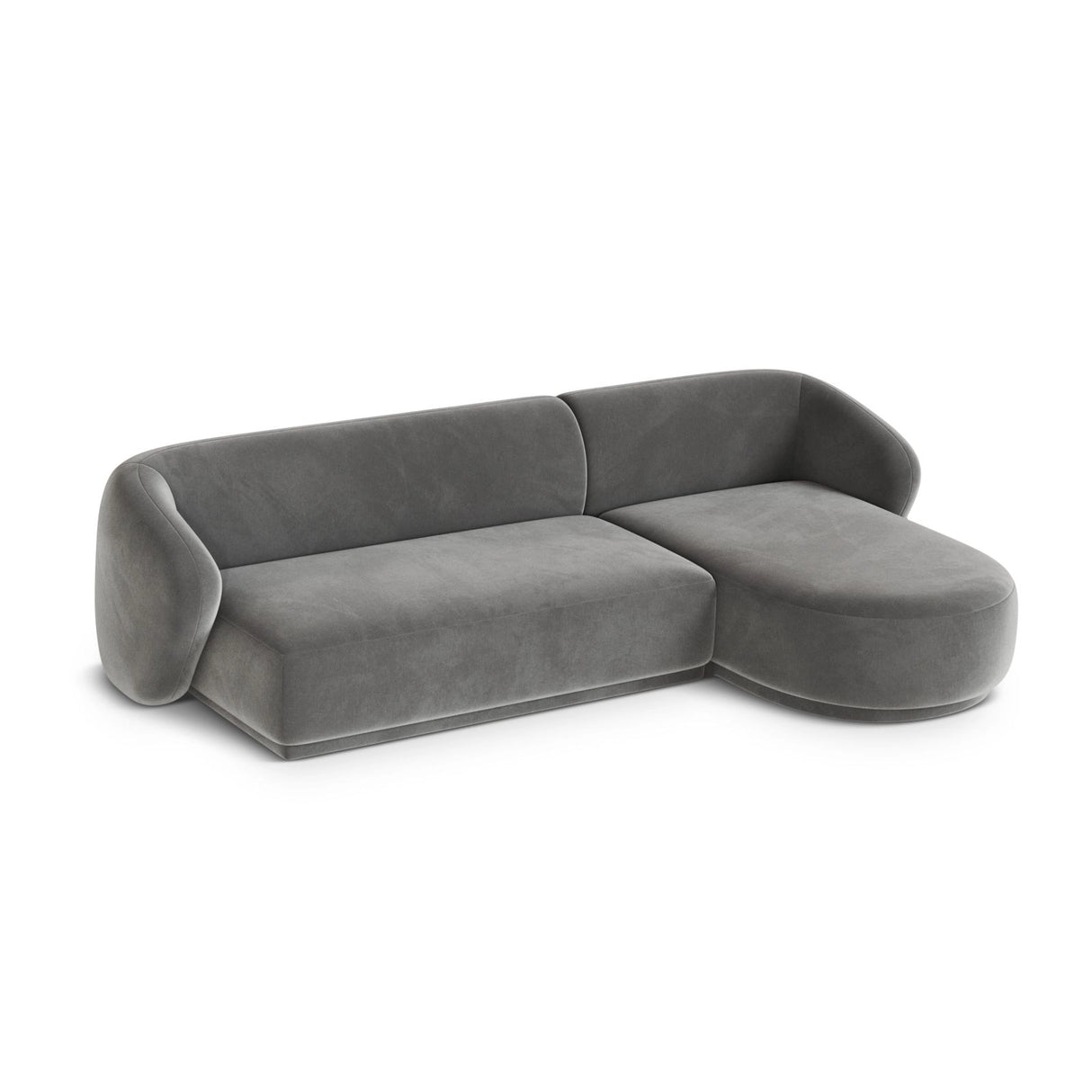 Gomera 4-Sitzer Ecksofa, Rechte Seite, aus Samt in Grau (Salvador 17), 260x155x74 cm von Cosmopolitan Design – Bild 4