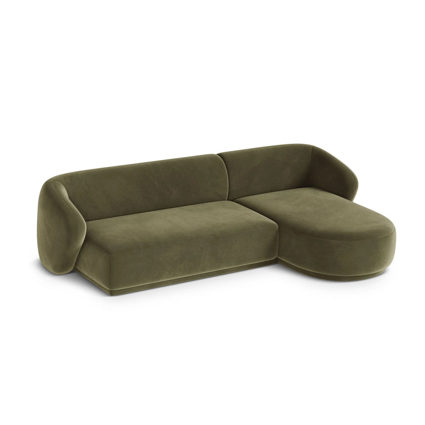 Gomera 4-Sitzer Ecksofa, Rechte Seite, aus Samt in Grün (Salvador 8), 260x155x74 cm von Cosmopolitan Design – Bild 4