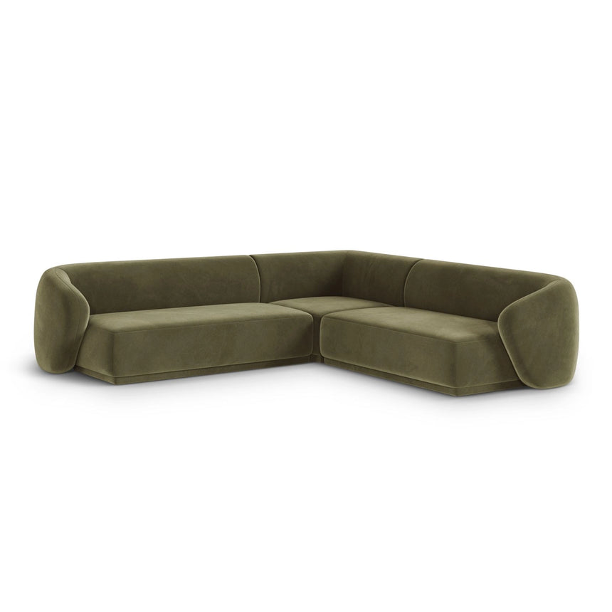 Gomera 5-Sitzer Ecksofa, symmetrisch, aus Samt in Grün (Salvador 8), 256x256x74 cm von Cosmopolitan Design – Bild 3