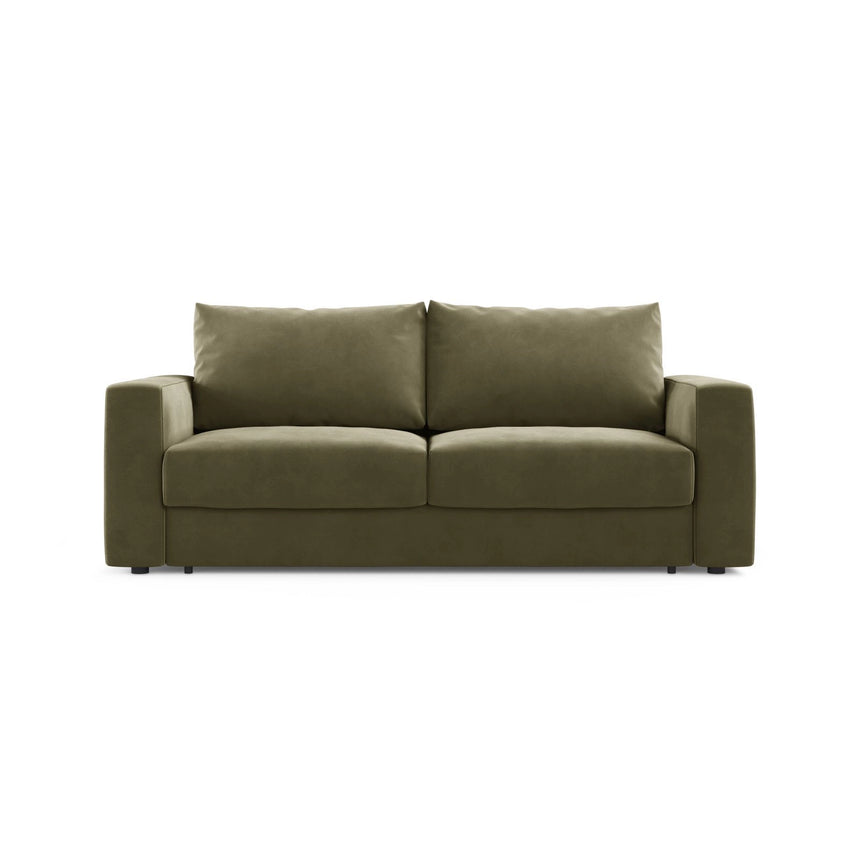 Grena 3-Sitzer Sofa mit Schlaffunktion, ausklappbar, aus Samt in Grün (Salvador 8), 205x100 cm von Cosmopolitan Design – Bild 1