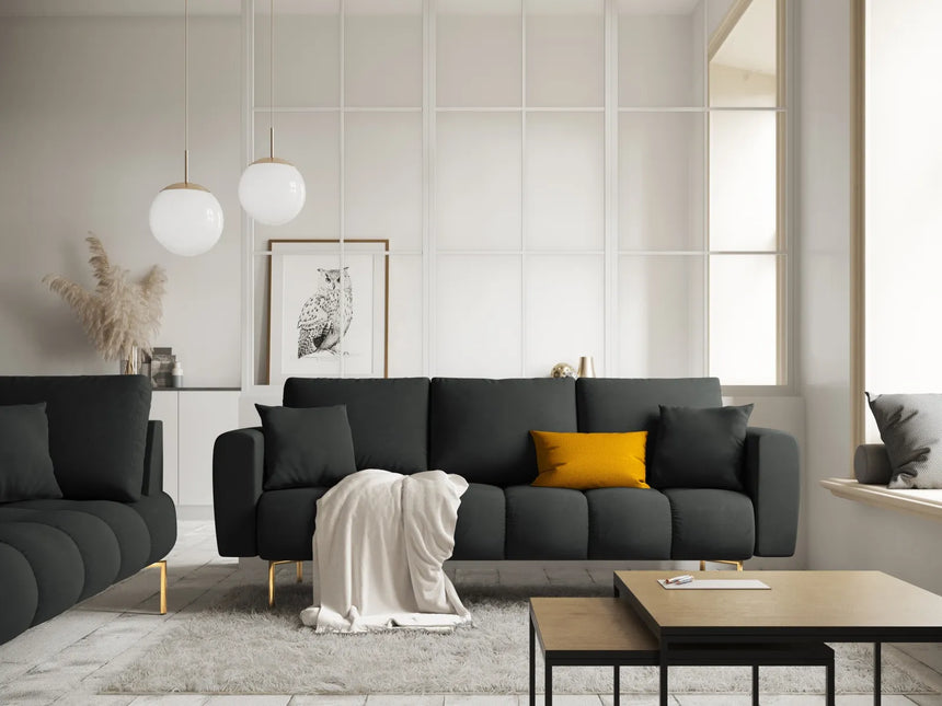 Hastings 3-Sitzer Sofa aus Samt in Dunkelgrau (Fancy 99), 220x97x75 cm von Cosmopolitan Design – Bild 2