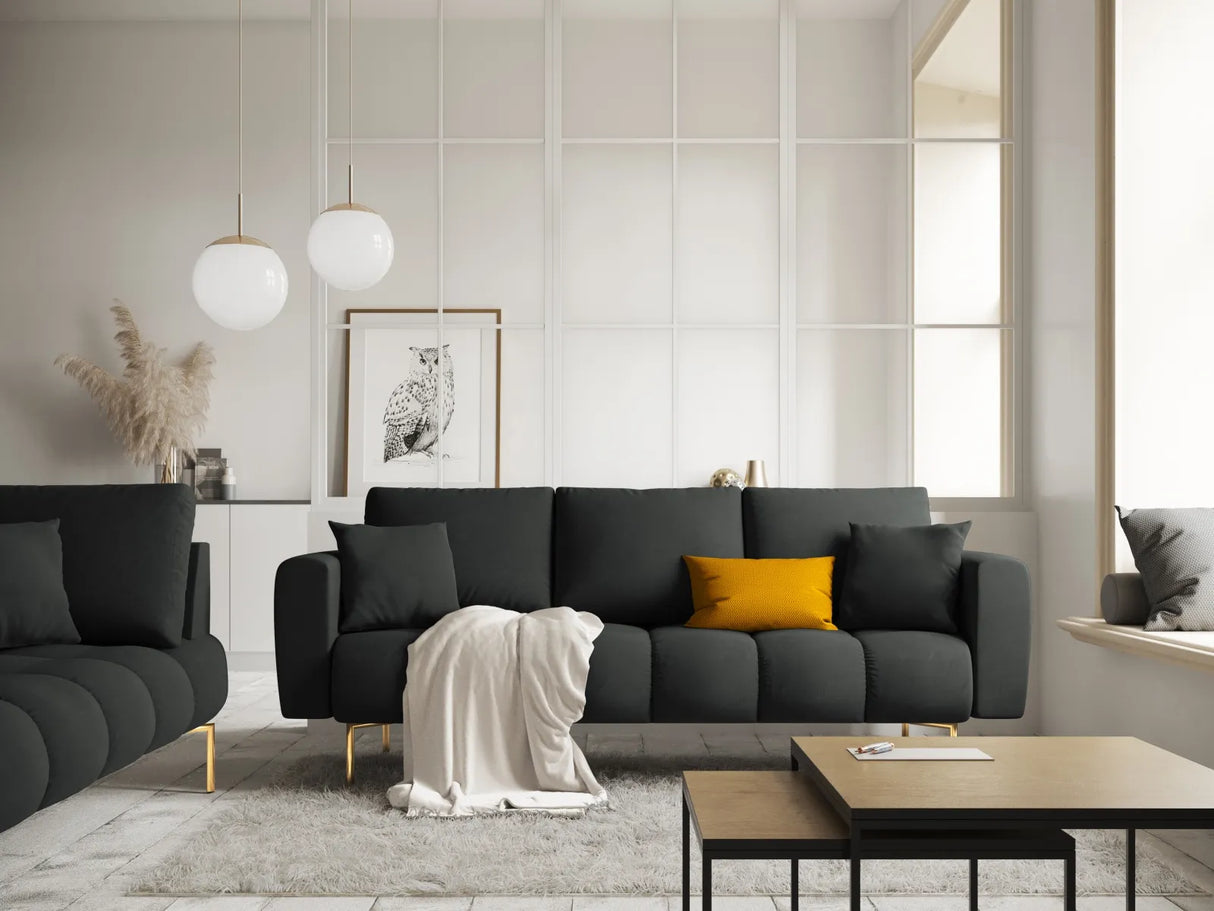Hastings 3-Sitzer Sofa aus Samt in Dunkelgrau (Fancy 99), 220x97x75 cm von Cosmopolitan Design – Bild 2