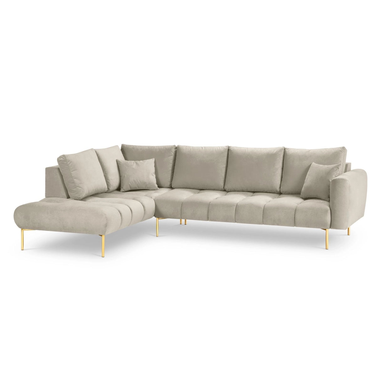 Hastings 5-Sitzer Ecksofa, Linke Seite, aus Samt in Beige (Fancy 06), 301x216x75 cm von Cosmopolitan Design – Bild 1