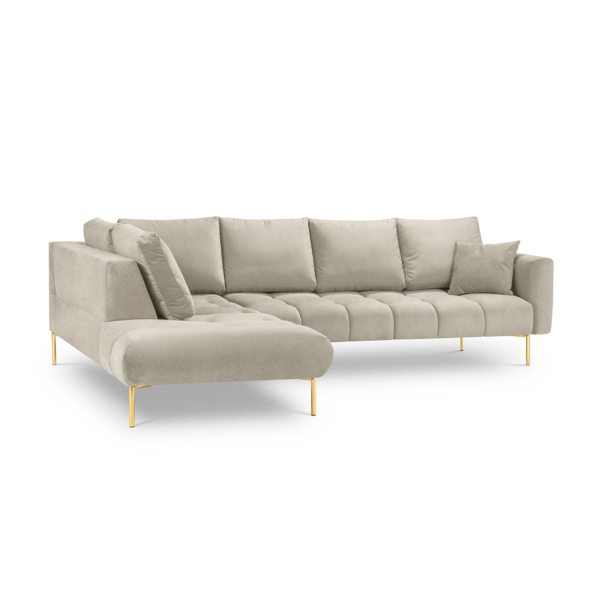 Hastings 5-Sitzer Ecksofa, Linke Seite, aus Samt in Beige (Fancy 06), 301x216x75 cm von Cosmopolitan Design – Bild 4