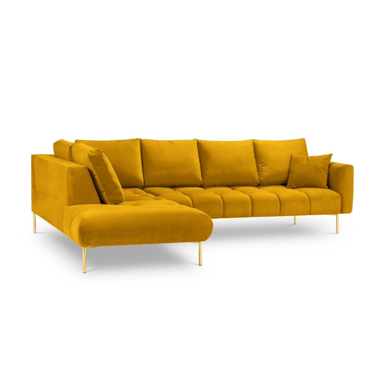 Hastings 5-Sitzer Ecksofa, Linke Seite, aus Samt in Gelb (Fancy 48), 301x216x75 cm von Cosmopolitan Design – Bild 4