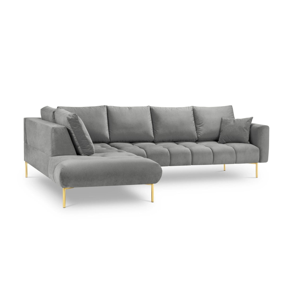 Hastings 5-Sitzer Ecksofa, Linke Seite, aus Samt in Grau (Fancy 90), 301x216x75 cm von Cosmopolitan Design – Bild 4